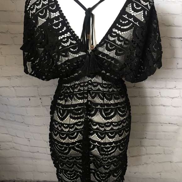 Black lace swimsuit cover up - Picture 3 of 7